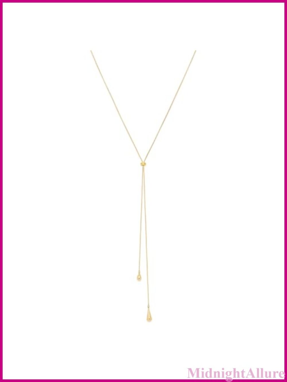 14K Gold Plated Lariat Necklace Dainty Knot Drop Y Chain Adjustable Long - Picture 1 of 6